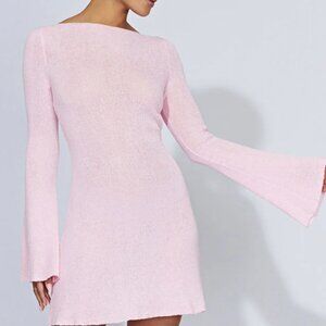 Meshki ZAHRA Long Sleeve Open Back Mini Knit Dress